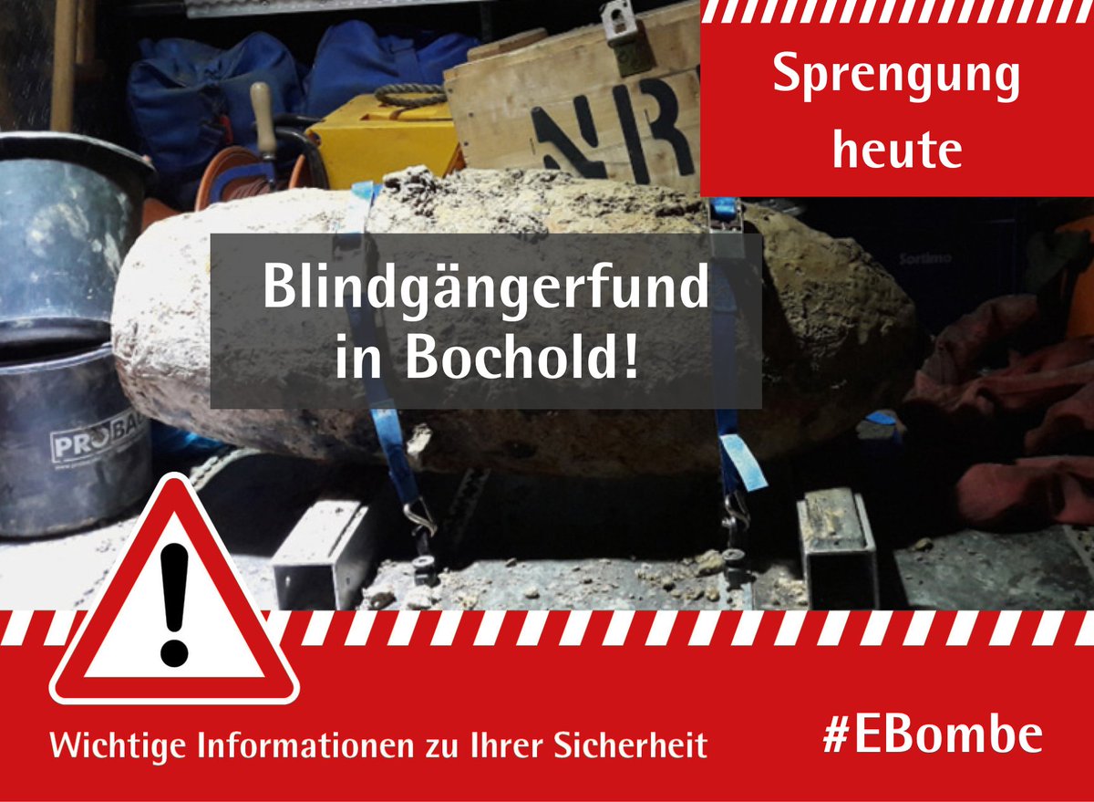 Essen_Ruhr's tweet photo. +++ ACHTUNG: Blindgängerfund in Bochold❗+++

Im Rahmen von Bauarbeiten wurde heute ein Blindgänger in der Zollstraße in Bochold, auf dem Gelände von ESSEN 51., gefunden.

Nähere Infos folgen in Kürze hier und unter https://t.co/YwiX3Zmsgg. 

#EBombe https://t.co/ZHD3XFiXpu