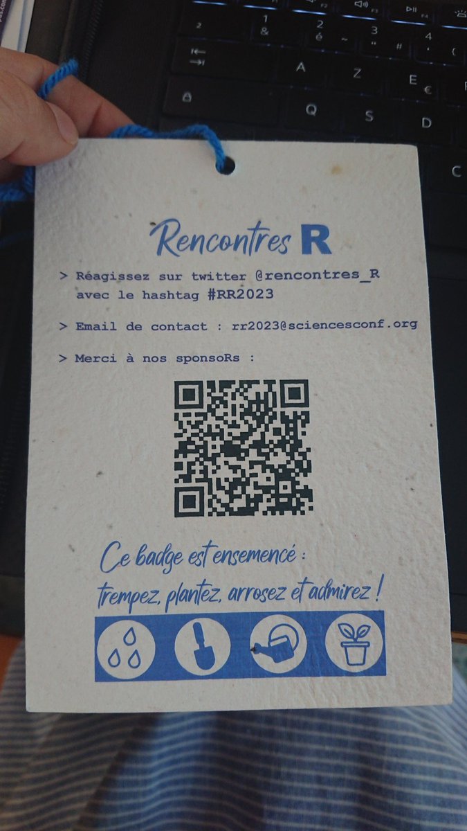 VMournet's tweet photo. Merci pour les efforts écolo !! Bières locales, tasses à la place des gobelets mais aussi le badge ensemencé :D #rr2023 https://t.co/yjOuJZ0mSN