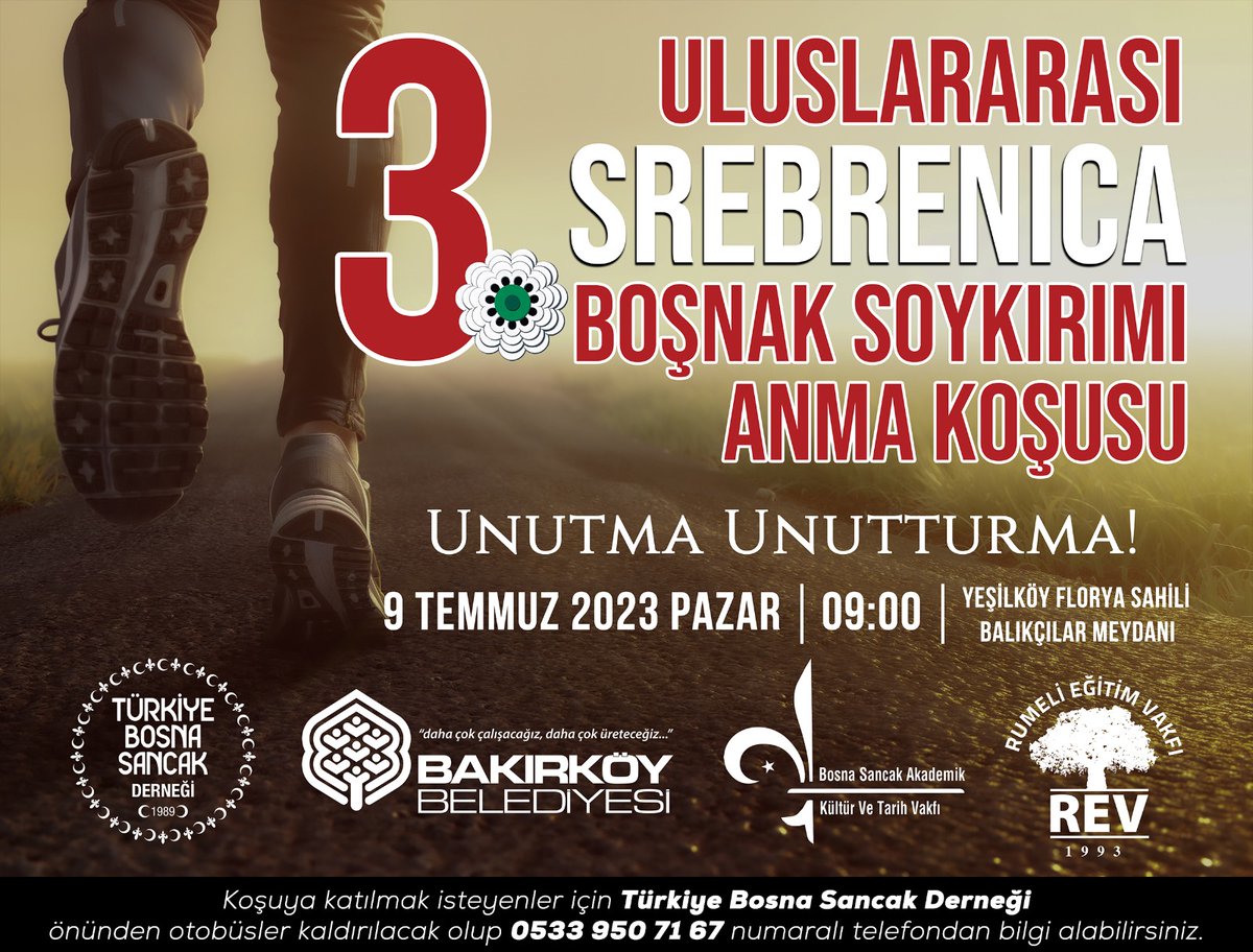 bosnakdunyasi's tweet photo. UNUTMAMAK UNUTTURMAMAK İÇİN KOŞUYORUZ

Bu yıl 3'üncüsü düzenlenecek "Uluslararası Srebrenica Boşnak Soykırımı Anma Koşusu" 9 Temmuz Pazar günü yapılıyor...

#srebrenica #boşnak #soykırımı #genocide #birdahaasla #SrebrenicaKoşusu #UnutmaUnutturma #türkiye #bosna #sancak #bsavakfı https://t.co/R2h34pdtaf