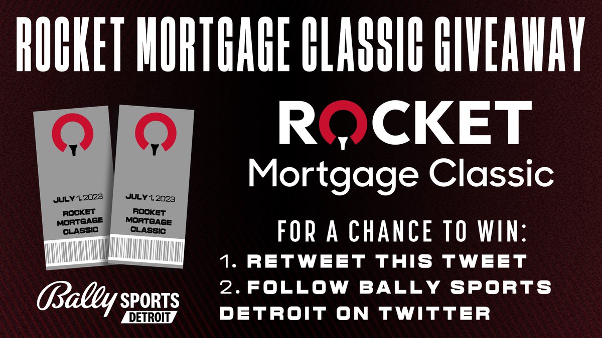 FanDuelSN_DET's tweet photo. 🚨 TICKET GIVEAWAY ALERT 🚨

Here’s your chance to win @RocketClassic tickets! ⛳

How to enter:
➖ Retweet this tweet
➖ Follow @BallySportsDET

No purchase necessary. MI and OH residents only. 18+

#RocketMortgageClassic https://t.co/RY0jruWBg0
