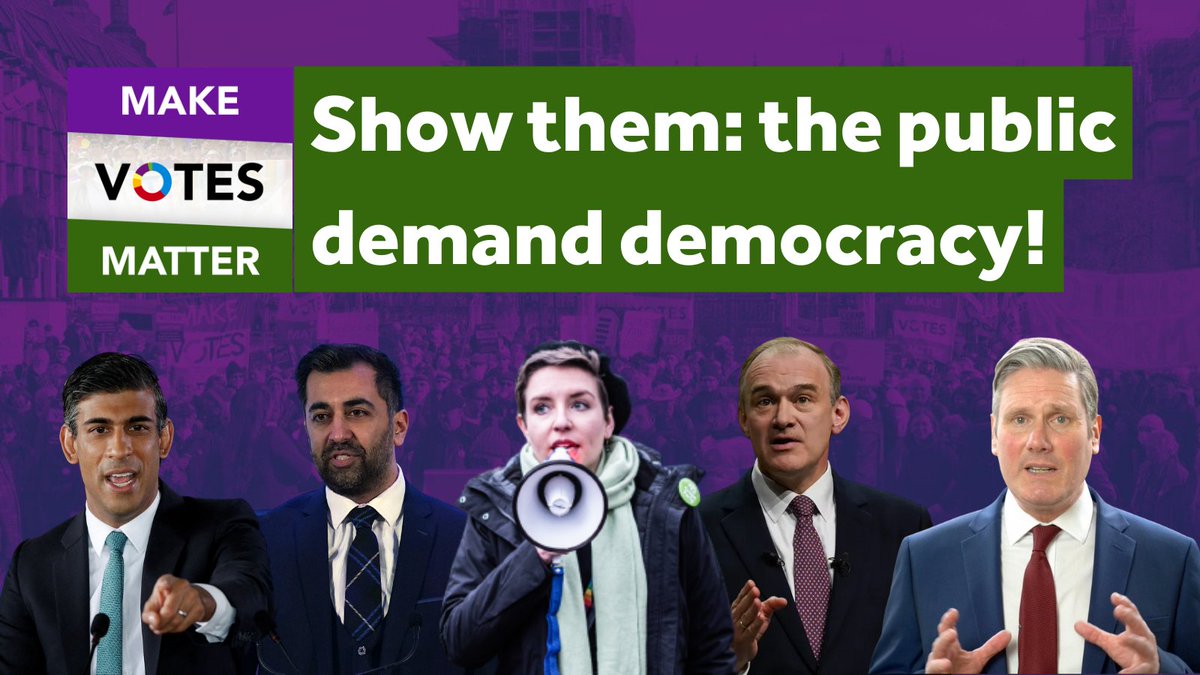 MakeVotesMatter's tweet photo. First Past the Post has failed the UK.

Parties are writing their manifestos NOW, and we urgently need to show them that #ProportionalRepresentation is a priority for voters.

There can be no more delay. Donate to Make Votes Matter today!

https://t.co/VqCUXtMBia https://t.co/ZRtpEJwwiH