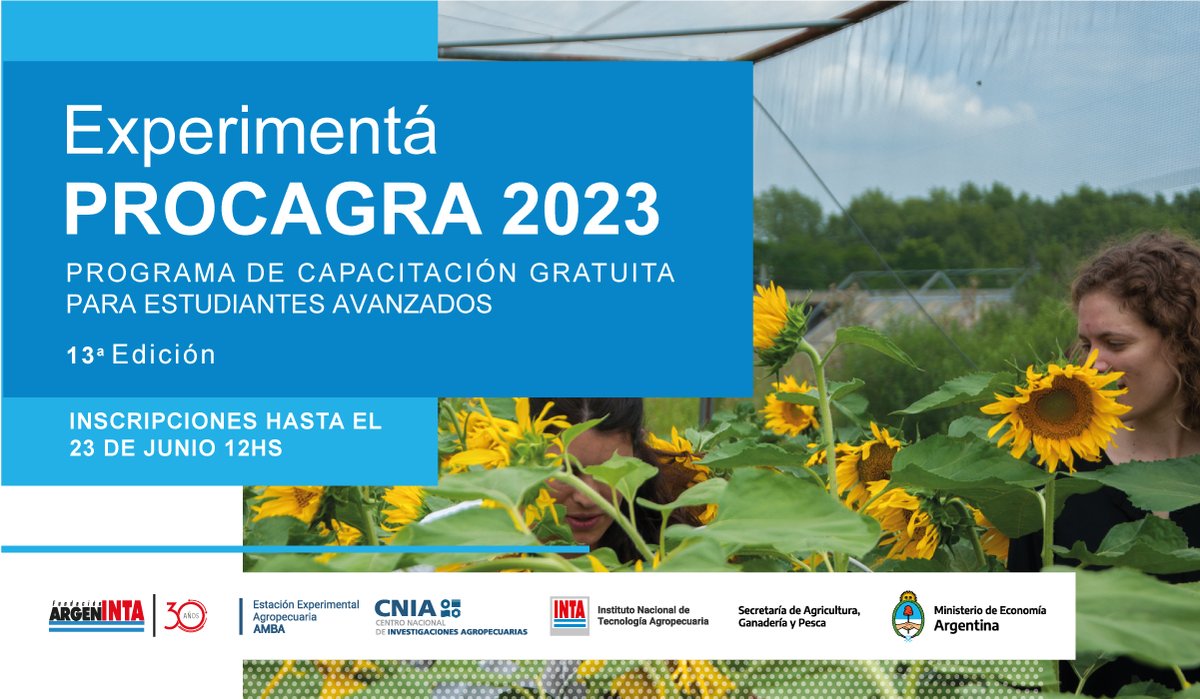 intaargentina's tweet photo. 👨🔬Te gustaría investigar en nuestros centros?
Si sos estudiante universitario y tenés el 75% de las materias aprobadas podés participar del Programa de Capacitación Gratuita #PROCAGRA
📝Inscribite acá 👉 https://t.co/pVxuvefBsT
🗓️Tenés tiempo hasta el 23 de junio https://t.co/n6y9DyMJIP