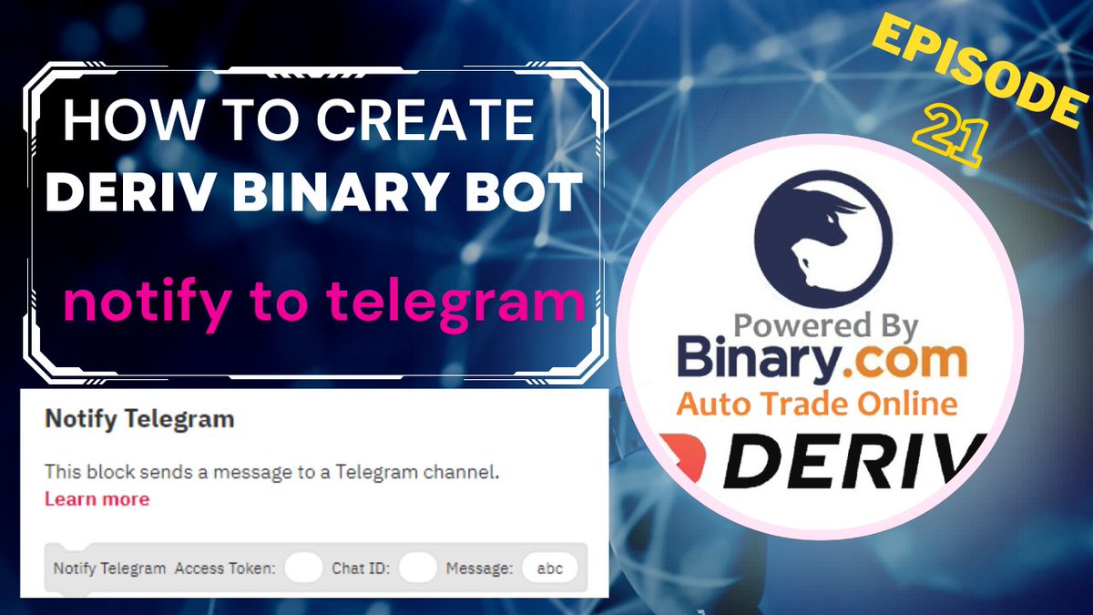 binaryoptionsm2's tweet image. how to create deriv binary bot|episode 21|send a notification from deriv binary bot to telegram:
watch on youtube
youtu.be/RyvLyh6aAjQ
#deriv #binarybot #binaryoption
