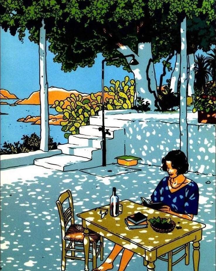 literlandweb1's tweet photo. "Verano ", Vittorio  Giardino.  Acuarela y  Tinta. 1946. https://t.co/nsEfQo7cIF