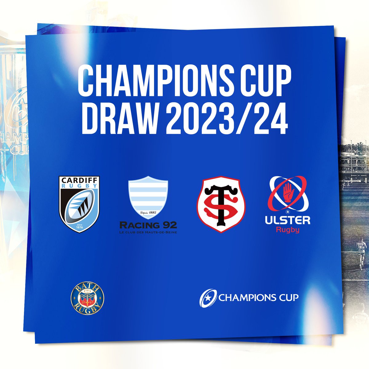 🚨 𝘽𝙍𝙀𝘼𝙆𝙄𝙉𝙂 𝙉𝙀𝙒𝙎 🚨

Bath Rugby have drawn @Cardiff_Rugby, @racing92, @StadeToulousain and @UlsterRugby in the 2023/24 @ChampionsCup.