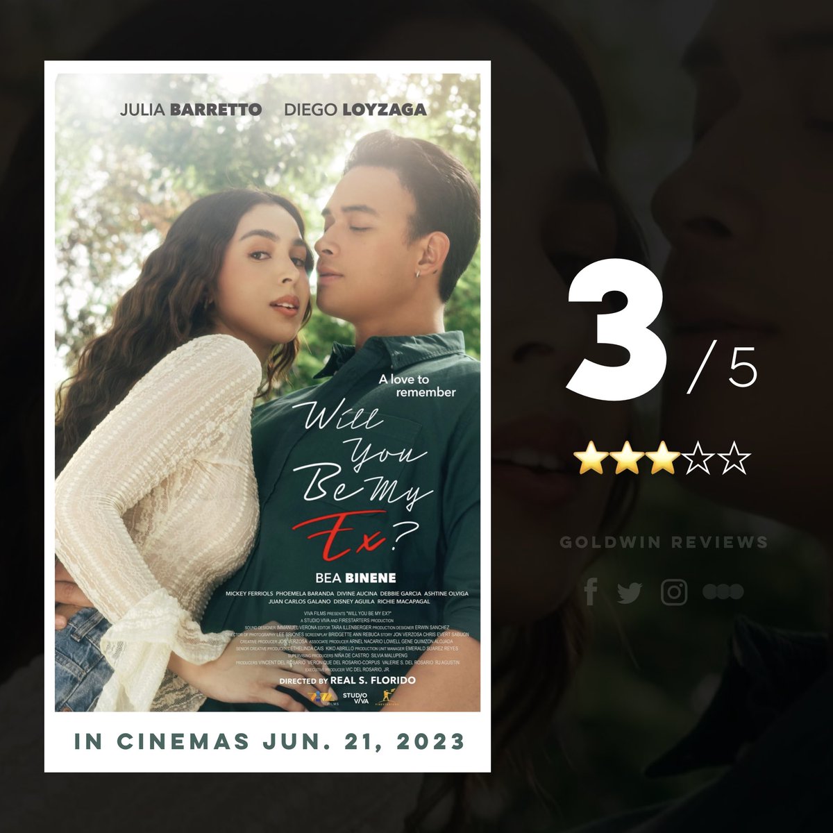 Will You Be My Ex? (2023)
Directed by: Real Florido

- A MOVIE REVIEW THREAD -

#goldwinreviews #RealFlorido #JuliaBarretto #DiegoLoyzaga #BeaBinene #JuanCarlosGalano #DivineAucina #grWillYouBeMyEx #WillYouBeMyEx