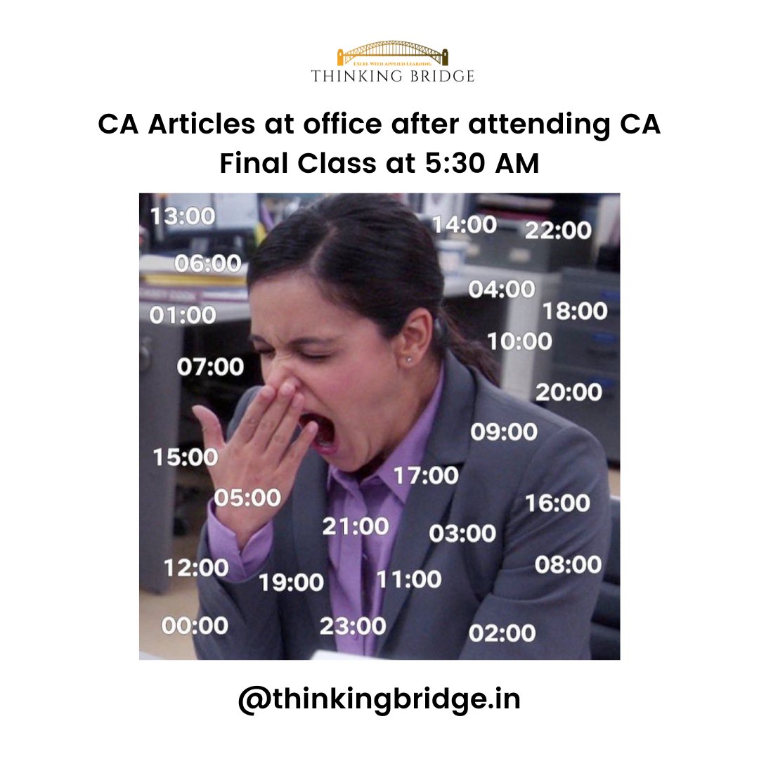 CA Articles: Living the dual life of a nocturnal student and a daytime professional 🥱

#thinkingbridge #memes😂 #cameme #memes #meme #dankmemes #camemes #article #articleship #client #audit #auditing #big4 #sleep #charteredaccountant #corporatememe #corporate #finance