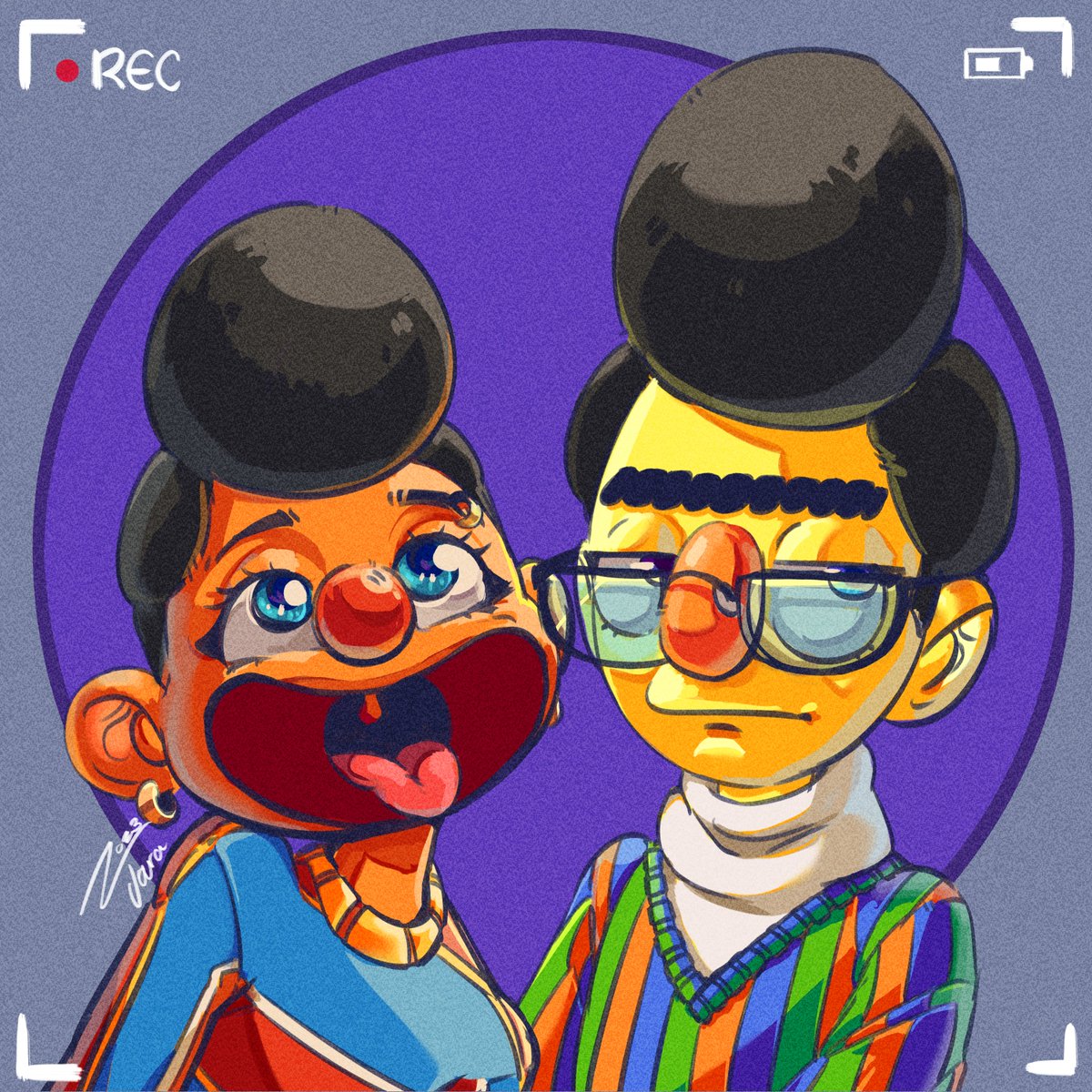 well- 
ik among us isn't THAT game anymore but I've been playing with some cool people recently and thought it might be cool to memorialise it with some sketchy, comic-like artworks c:

BONUS: <a href="/zsinton_/">toni</a>  and I dressed as Ernie &amp; Bert but with Elvis Hair

#AmongUs #amongusart