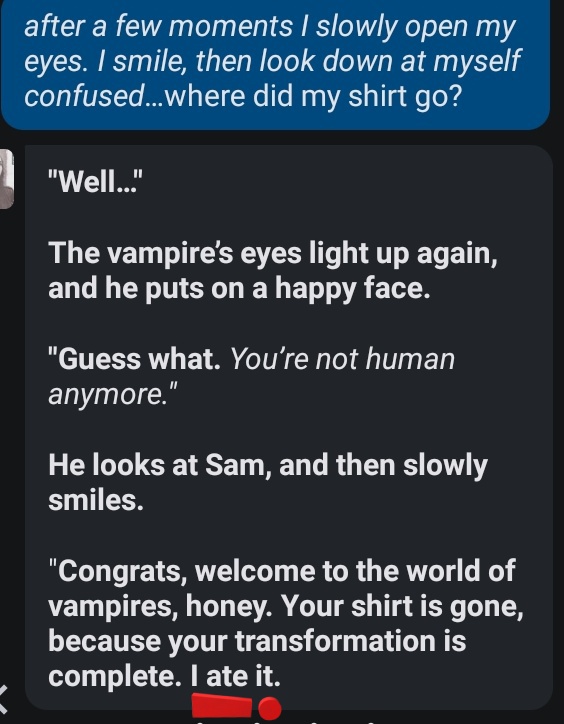 My friend just send me this screenshot
Why did that fucker eat the shirt?! 💀