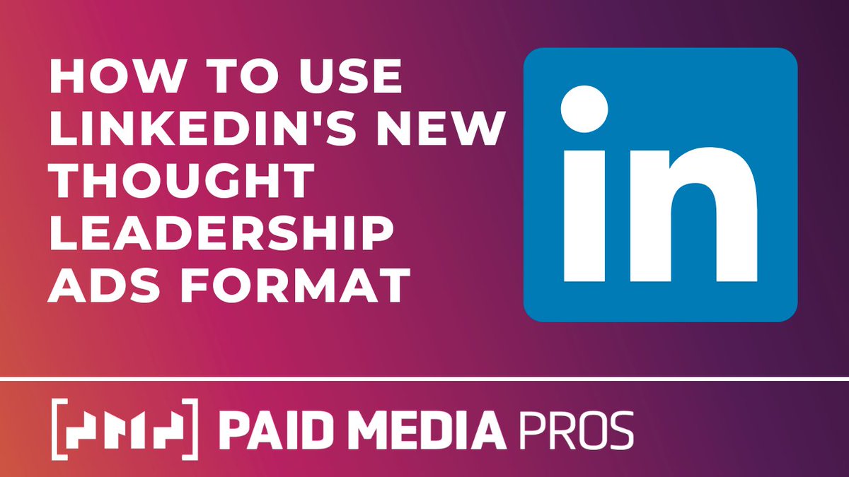 LinkedIn now lets companies use their employees posts as ad creatives: they're called Thought Leadership Ads. 

youtube.com/watch?v=q1Zxw6…

^^Check out the latest @PaidMediaPros video & @MilwaukeePPC will show you how to get started! #ppc #paidsocial #linkedinads #liads