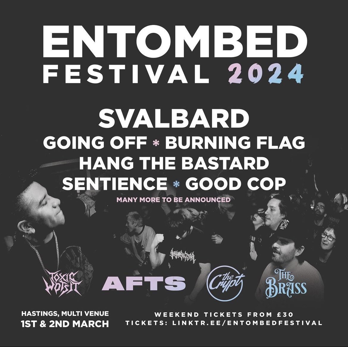 We are thrilled to announce our first headliner for Entombed 2024 will be <a href="/Svalbardband/">Svalbard</a>! We have been massive fans of theirs since seeing them in 2019 and we can’t wait to bring them to Hastings 🥳

Tickets - toxicwotsit.square.site/product/entomb…