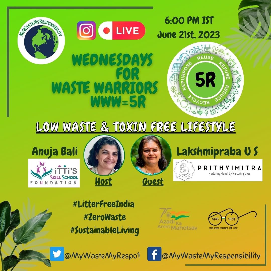 IttiSkillSchool's tweet photo. Today evening join our conversation with Lakshmipraba U S, an Environment Sustainability Coach, Author, founder of Rent a Cutlery initiative enabling low waste and toxin free lifestyle. Let’s learn about her journey of sustainable living. 
https://t.co/xRZdxHkQyS https://t.co/BzOY4xcYsS