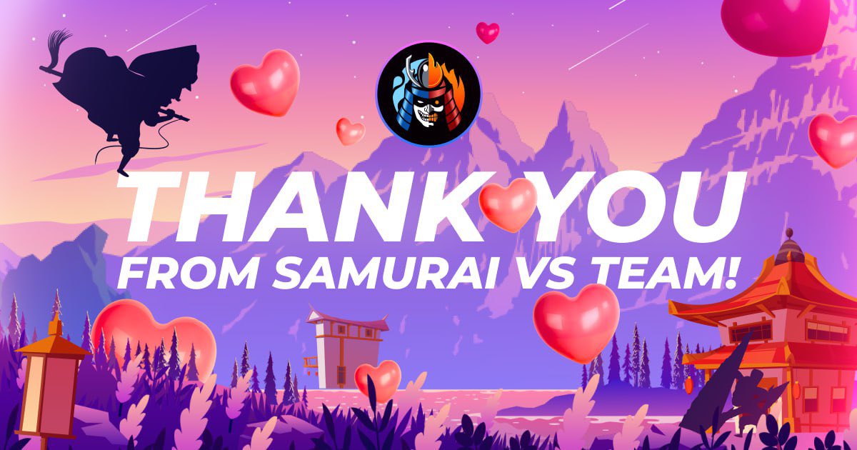 samurai_versus's tweet photo. 🙏Thank You from Samurai VS Team🙏

“Being a lone Samurai may sound noble, but it’s nothing like having a loyal group of fellow warriors!”©

🌸We would like to take this moment to thank the most important people in the Samurai VS project – YOU, our community! It is thanks to your dedication that we strive to be better, stronger and more fun as a project and as a team!

Your enthusiasm throughout the Genesis Mint made us want to shoot for the stars! And we appreciate your support when it comes to switching NFT Marketplaces. Make no mistake, we see all your messages & value each and every one! It is priceless to know that you share our values of decentralization-first & limitless income generation! 

Here’s to creating an even better tomorrow together!!!

Always Yours,

Samurai VS Team💕