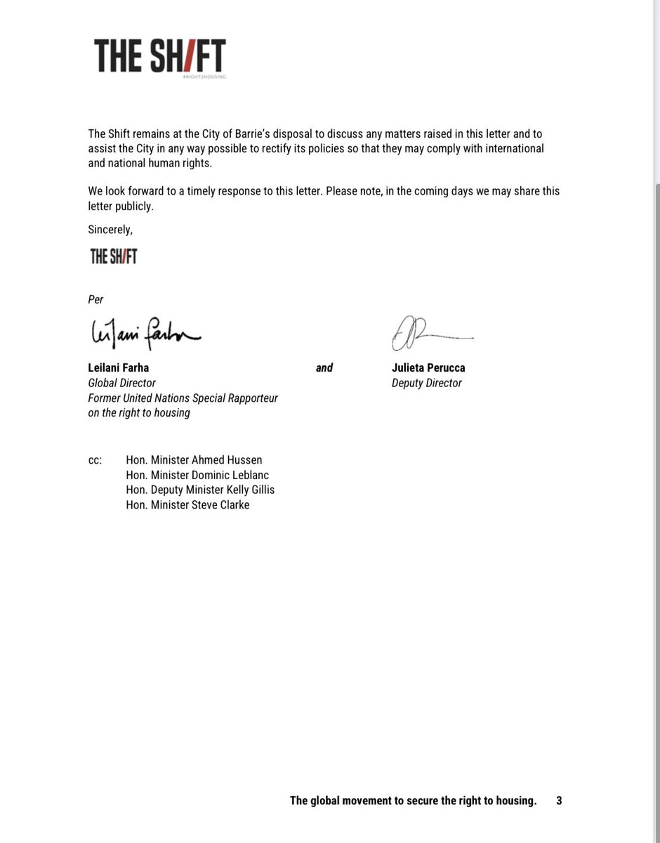 So much wrong w/ <a href="/cityofbarrie/">The City of Barrie</a>’s proposed bylaw. Further stigmatizes + discriminates vs. ppl experiencing homelessness; criminalizes charitable provision of necessities of life + abandons homeless ppl to a broken system. Read our #humanrights urgent note 

make-the-shift.org/wp-content/upl…