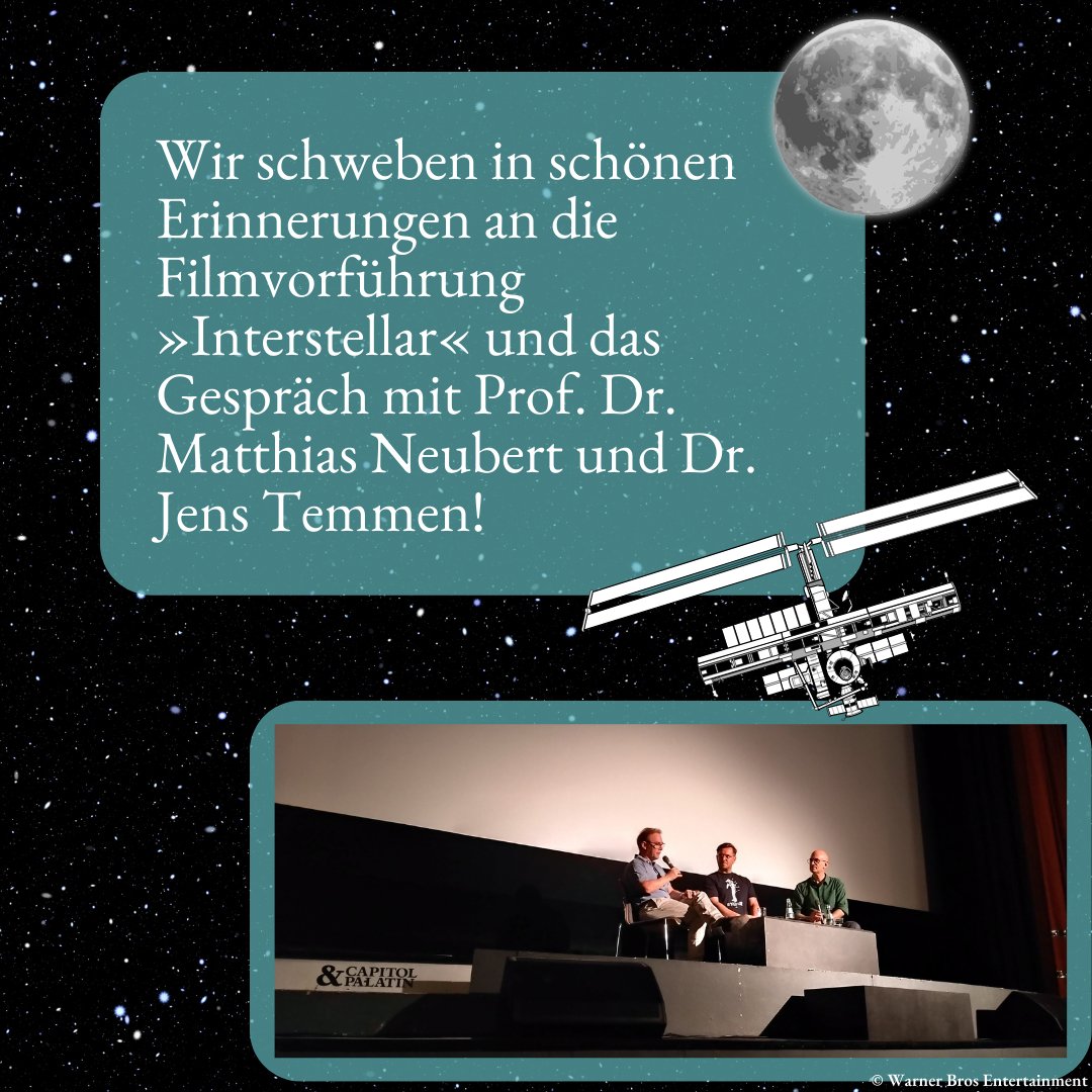 Viele Blicke wurden bei der Vorführung von Christopher Nolans Kinofilm »Interstellar« auf das Universum gerichtet! Die Vorstellung und das Gespräch mit Prof. Dr. Matthias Neubert (#ExzellenzclusterPRISMA+ @unimainz) & @JensTemmen (#JungeAkademieMainz) waren ein voller Erfolg!