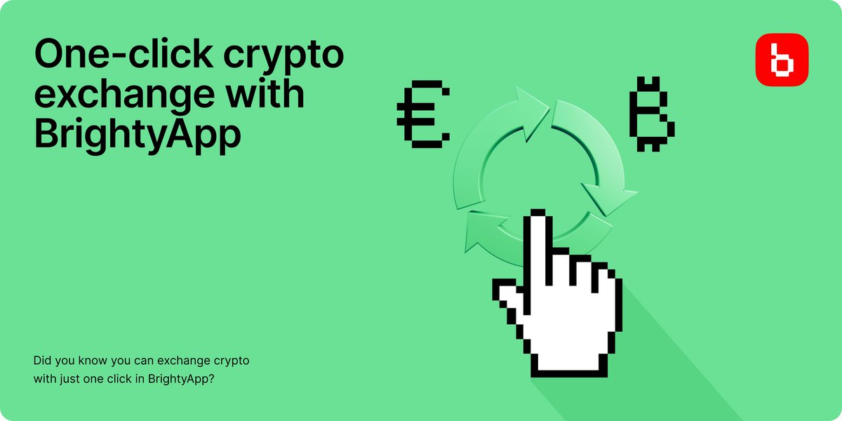 Did you know you can exchange crypto with just one click in BrightyApp?⚡️ 

Not only that, but we also offer low transaction fees and pegged currencies. Make your money smart with BrightyApp!💡 #CryptoToFiat