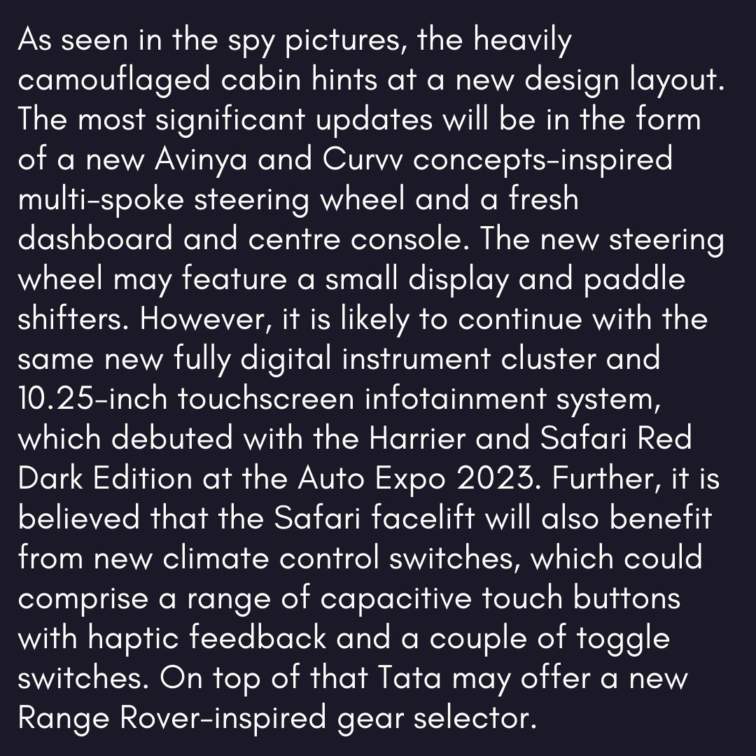 odmag's tweet image. #OverdriveNews Tata Safari facelift interior pictures reveal fresh details.