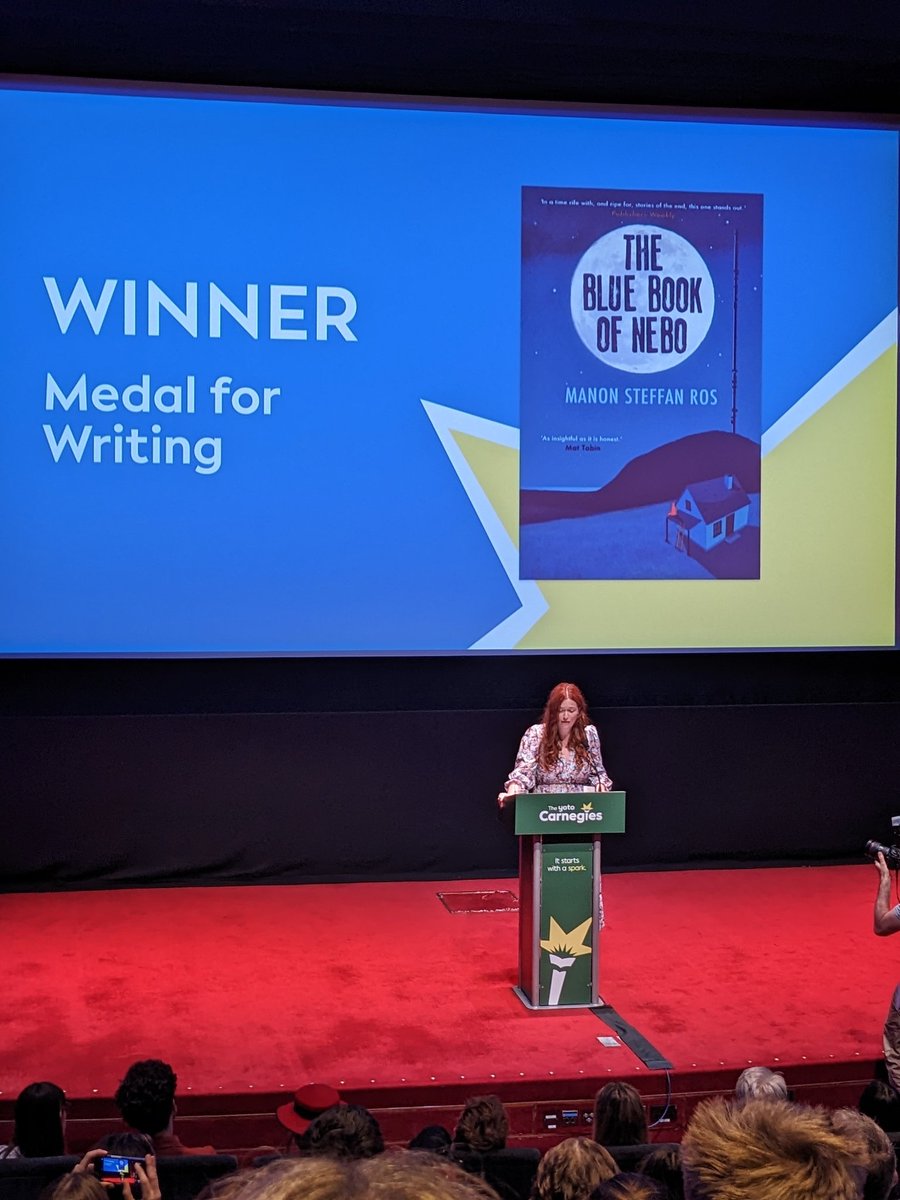 Lovely speech from <a href="/CarnegieMedals/">The Carnegies</a> winner <a href="/ManonSteffanRos/">Manon Steffan Ros</a> with a huge shout out to the wealth of talent in the Welsh publishing industry.