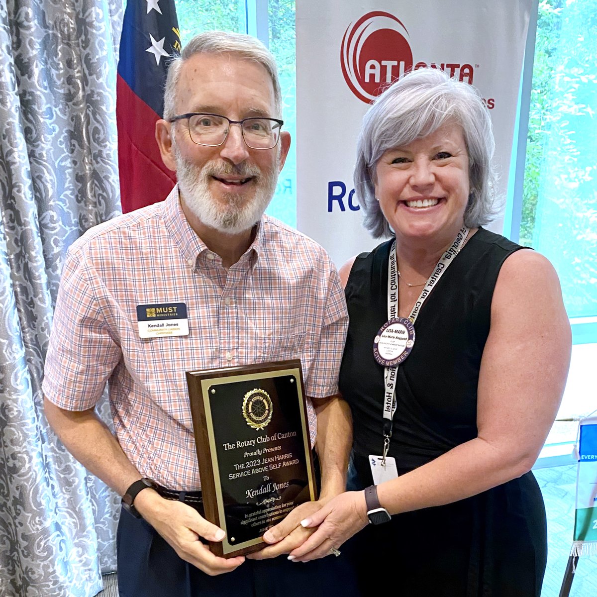 RotaryCanton's tweet photo. Congratulations to the winners of our annual community service awards: Lamar Haley Award - Lori Baker of Next Step Ministries and Jean Harris Award - Kendall Jones of MUST Ministries! More: https://t.co/qii29Hrsoi #CreateHopeInTheWorld @MUSTMinistries @MinistriesStep https://t.co/rdIrbD1PtD