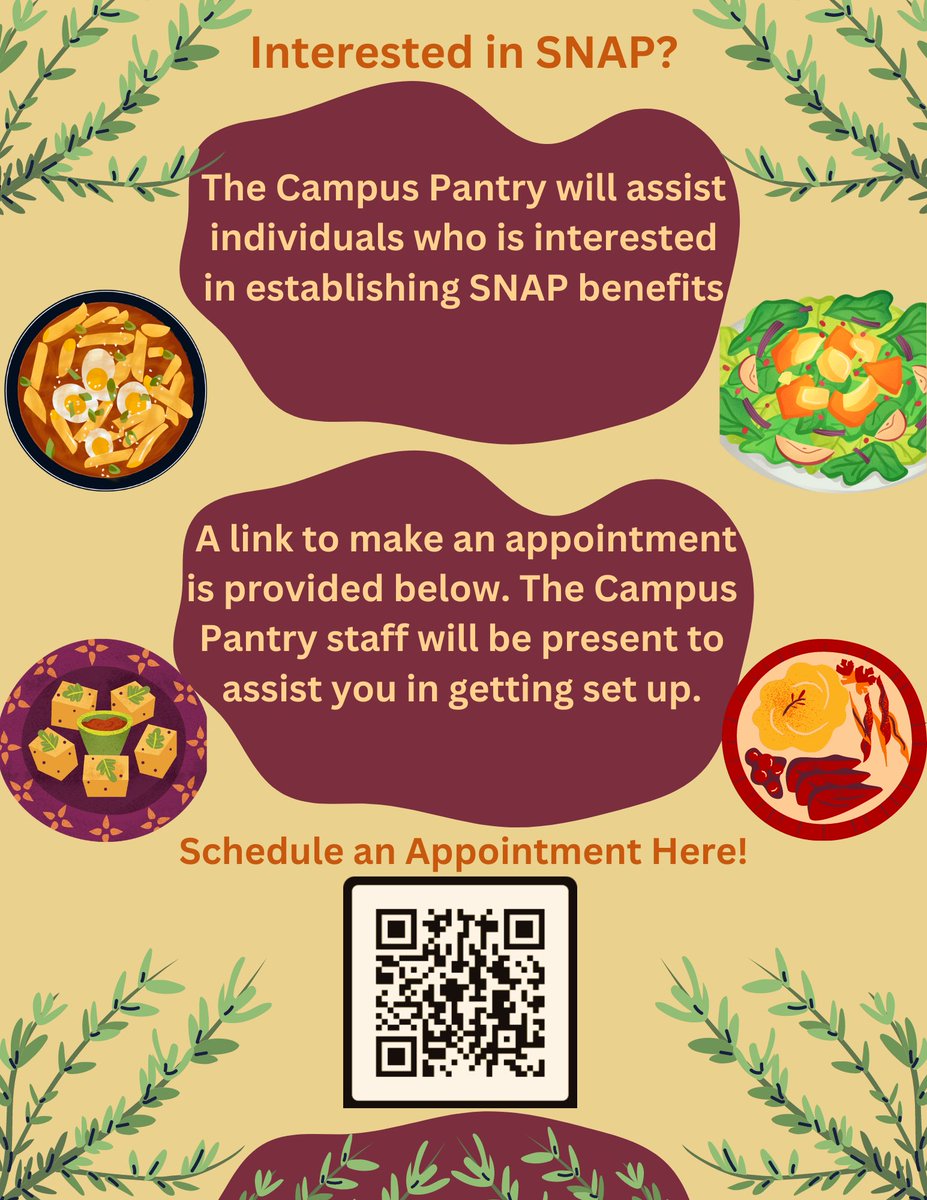 NCCUCP's tweet photo. Want to apply for food stamps? The campus pantry will help you with the application process. Just scan the QR code to schedule an appointment with us! https://t.co/N7PywrRknY
