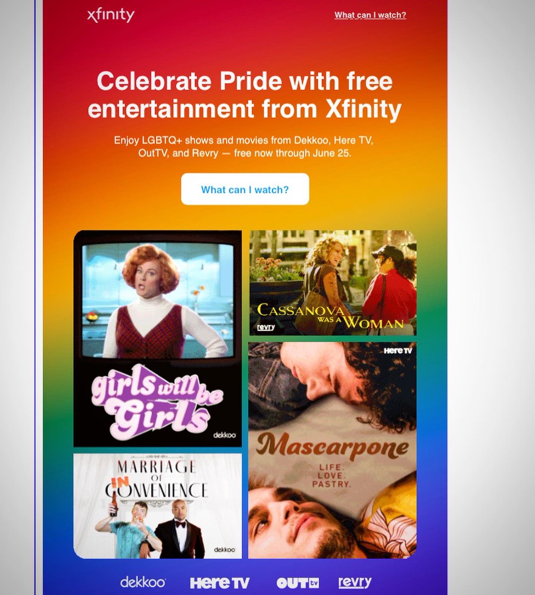 Holy cow! @MofIseries is featured on @Xfinity for #PrideMonth2023 !!! I am incredibly proud of this show and really hope you’ll all head over to @MyDekkoo to watch the first season and my brilliant co star @davidsingletary!  Happy Pride Month! #doyoudekkoo #gayseries