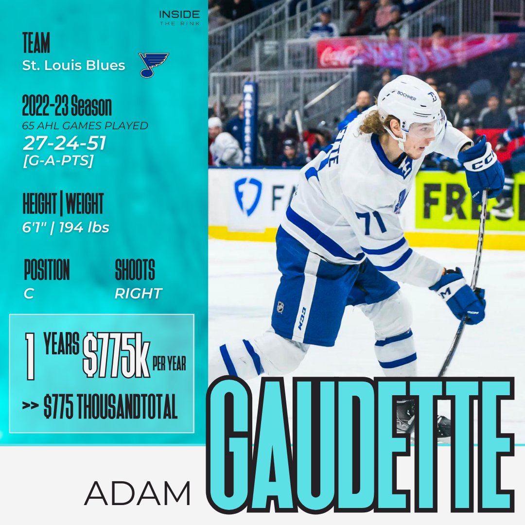 Adam Gaudette extends in STL! A piece from the O'Reilly/Acciari trade.
#NHL #stlblues