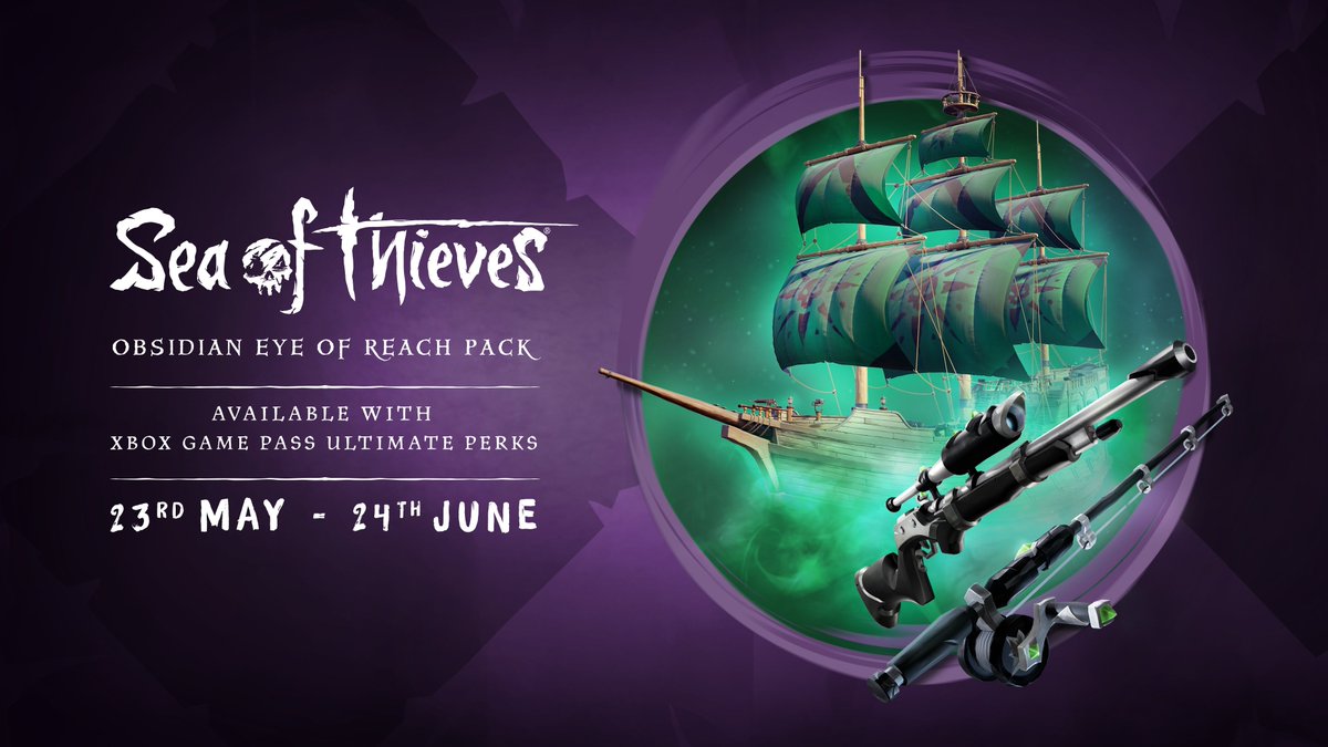 Last call for the current wave of Sea of Thieves Xbox Game Pass Ultimate Perks! If you're subscribed to the service you can secure the Obsidian Eye of Reach, Fishing Rod and Sails as a pack until this Saturday, June 24th. More info on Perks here: xbox.com/xbox-game-pass…