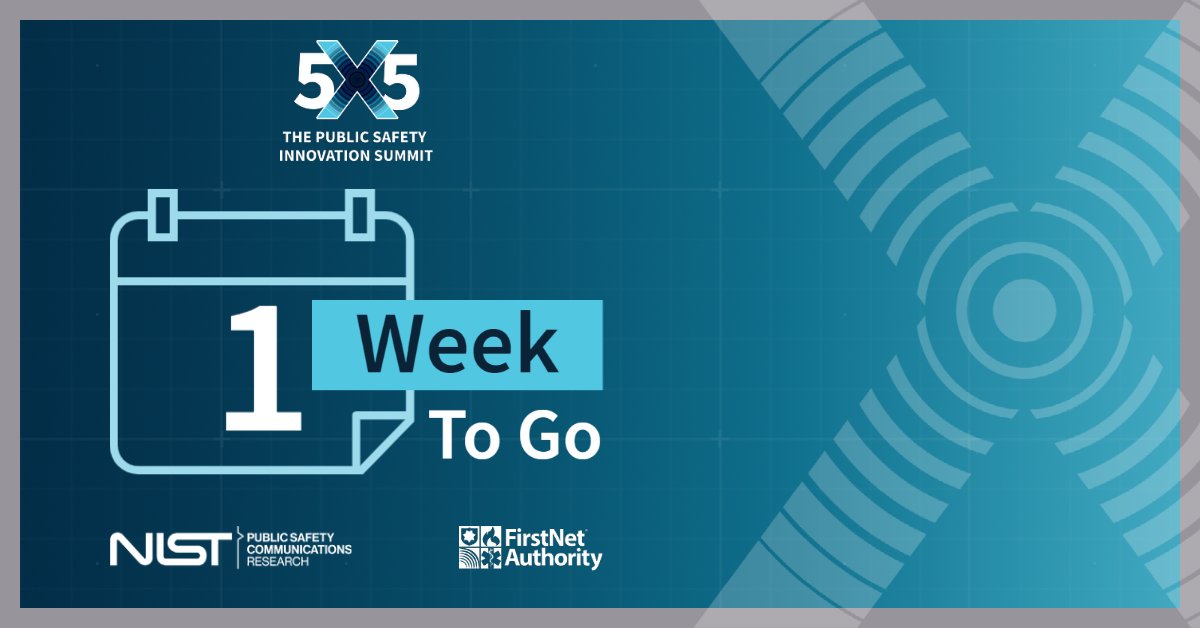 NIST Public Safety Research (@nistpublicsafet) on Twitter photo Almost here! Don’t miss the 5x5: The Public Safety Innovation Summit, a NIST and <a href="/FirstNetGov/">FirstNet Authority</a> evolved event.
View the agenda: nist.gov/news-events/ev…
#5x5 #PublicSafetyComms Almost here! Don’t miss the 5x5: The Public Safety Innovation Summit, a NIST and <a href="/FirstNetGov/">FirstNet Authority</a> evolved event.
View the agenda: nist.gov/news-events/ev…
#5x5 #PublicSafetyComms