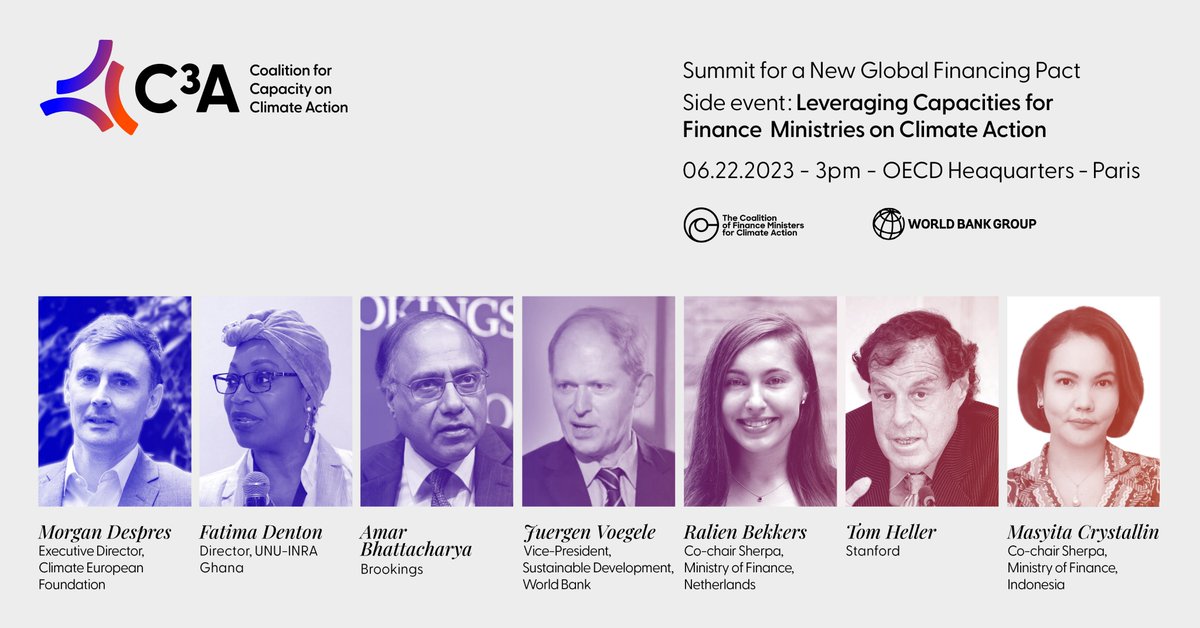 Planning, coordinating, financing...Join us to discuss the critical role the Ministers of Finance can play to enable the transition. 
📅3:00 pm at the OECD Headquarters or online on the #NewFinancingPact #ParisSummit website.
@Fatima_Denton @despresmorgan @WorldBank