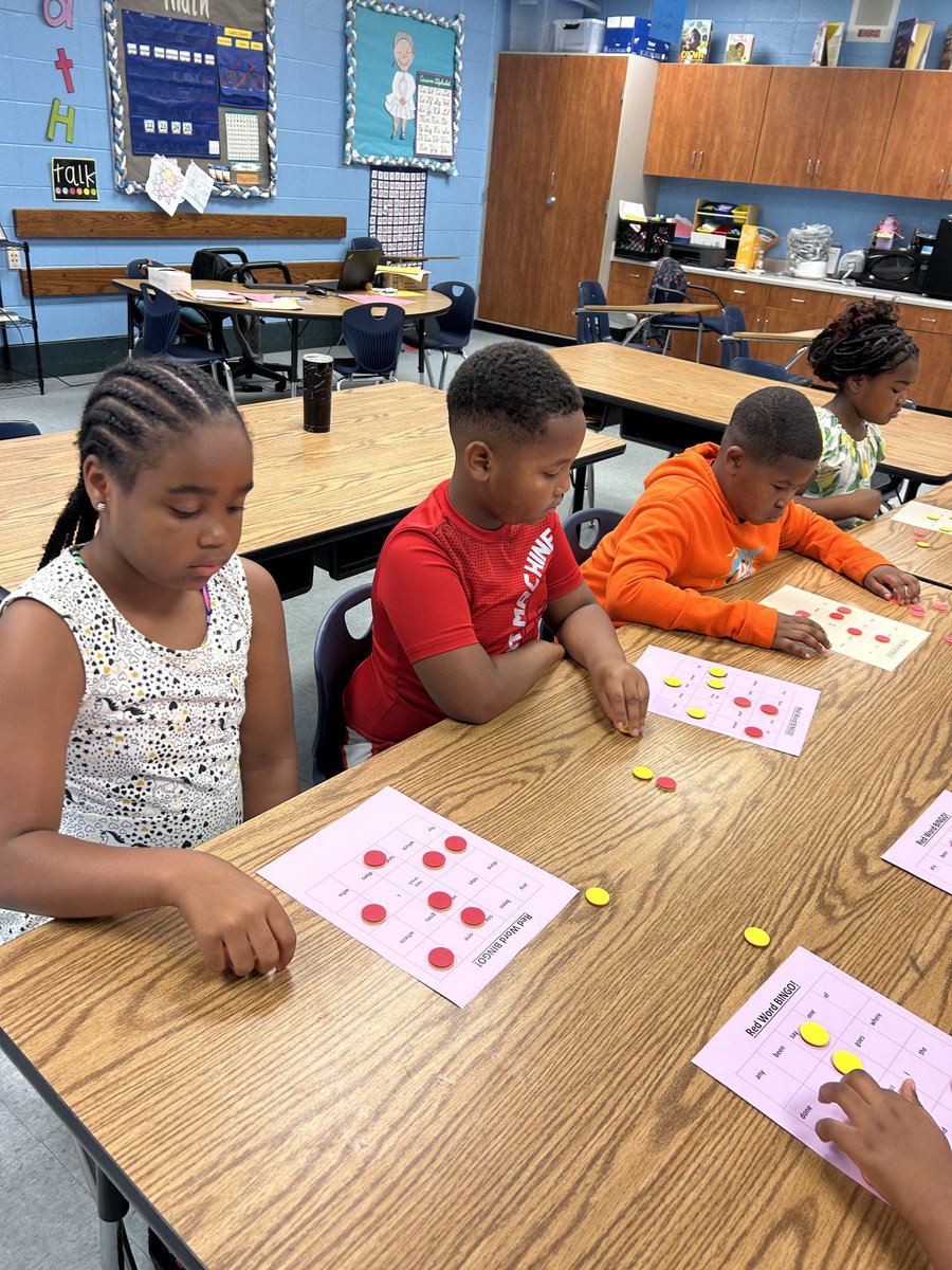 ☀️ Summer Literacy Camp 
Ms. Prater's students are concentrating really hard while playing Red Word Bingo!! They are all winners!! 🎉🎉🎉👏🏾👏🏾👏🏾👏🏾👏🏾👏🏾    #BeExtraordinary #Babywildcats🐯 #hungryforknowledge #wildforsuccess #LearningLeading #learningisfun #learningthroughplay