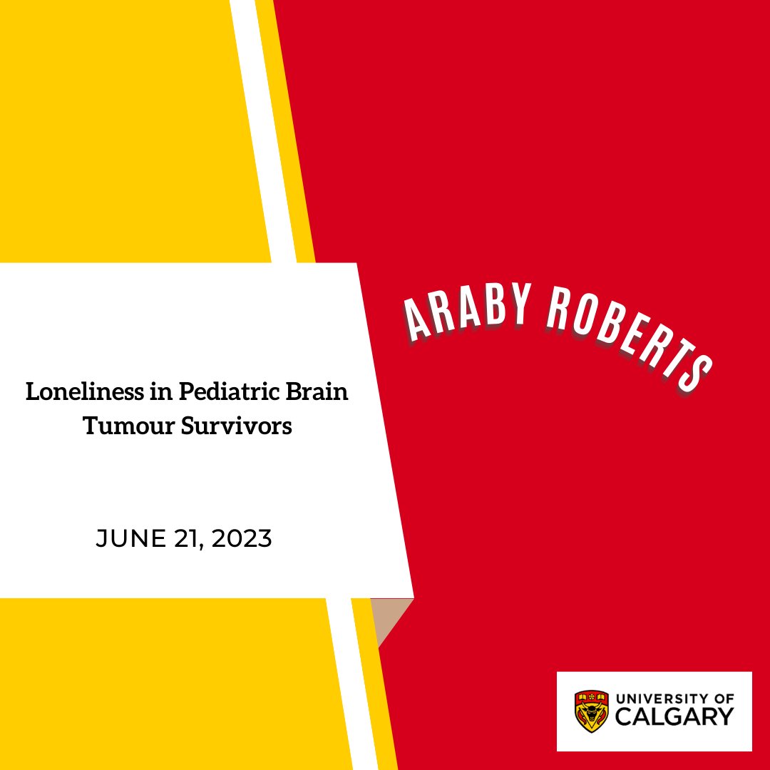 UCalgary Psychosocial Oncology (@ucalgarypsyonc) on Twitter photo Araby Roberts will be presenting:
"Loneliness in Pediatric Brain Tumour Survivors"
<a href="/CARE4Kids_YYC/">Psychosocial Care4Kids</a> <a href="/CAPO_ACOP/">CAPO</a> <a href="/SchulteFiona/">Fiona Schulte, PhD</a> #CAPO2023 Araby Roberts will be presenting:
"Loneliness in Pediatric Brain Tumour Survivors"
<a href="/CARE4Kids_YYC/">Psychosocial Care4Kids</a> <a href="/CAPO_ACOP/">CAPO</a> <a href="/SchulteFiona/">Fiona Schulte, PhD</a> #CAPO2023