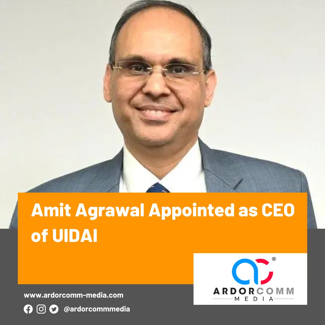 ardorcomm's tweet photo. Amit Agrawal Appointed as CEO of UIDAI
-By ArdorComm News Network
https://t.co/sJjPQGSdem
#ArdorComm #ArdorCommNews #ArdorCommMediaNews #AmitAgrawal #appointed #CEO #UIDAI #newceo #ceouidai #ceoofuidai #uidaiceo #UniqueIdentificationAuthorityOfIndia https://t.co/w36hpk3vcR