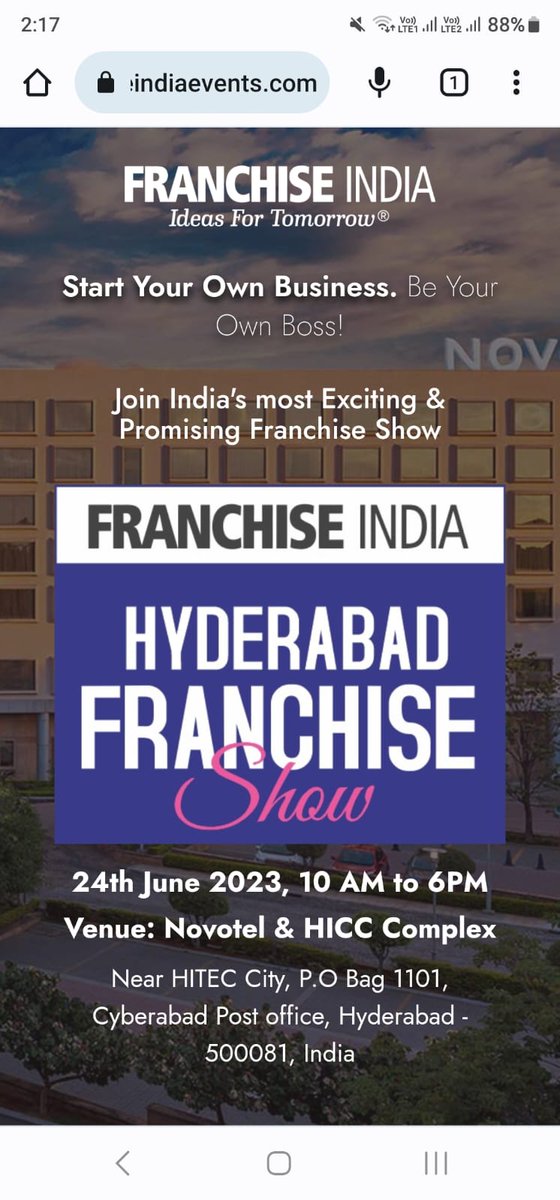 I have been looted by @FranchiseIndia claiming an event in novotel Hyderabad. I paid the amount 1000rs and the pass didn't come then I called the number on the website they were just saying call after 1hr etc etc. Now nobody is ready to reply. @jagograhakjago @consumercourtin