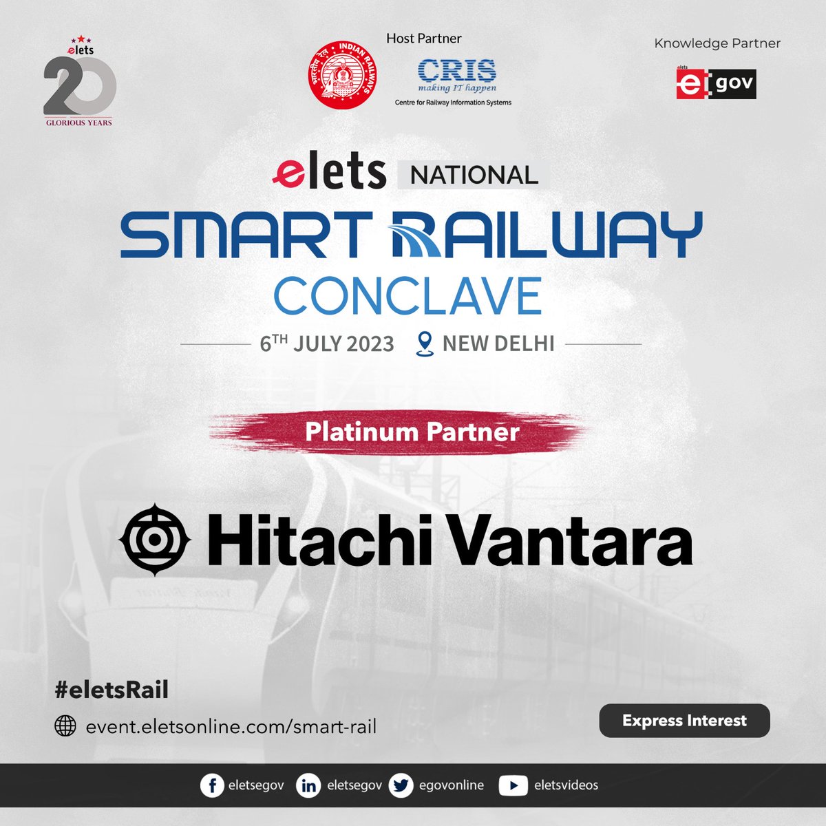 egovonline's tweet photo. #PartnerAnnouncement
We are thrilled to announce and warmly welcome @HitachiVantara as our esteemed Platinum Partner for the upcoming Elets National Smart Railway Conclave.
Date: 6th July 2023, New Delhi
Express your interest: https://t.co/RGGCQ6p2dy
#eletsRail https://t.co/nq2PH3kMBi