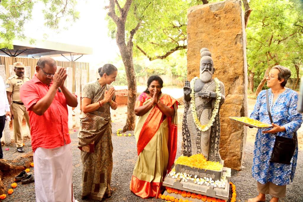 Unveiled and Paid Floral tributes to Great Tamil Poet #Thiruvalluvar statue ,author of ancient Tamil Literature #Tirukurral at #Auroville Foundation.