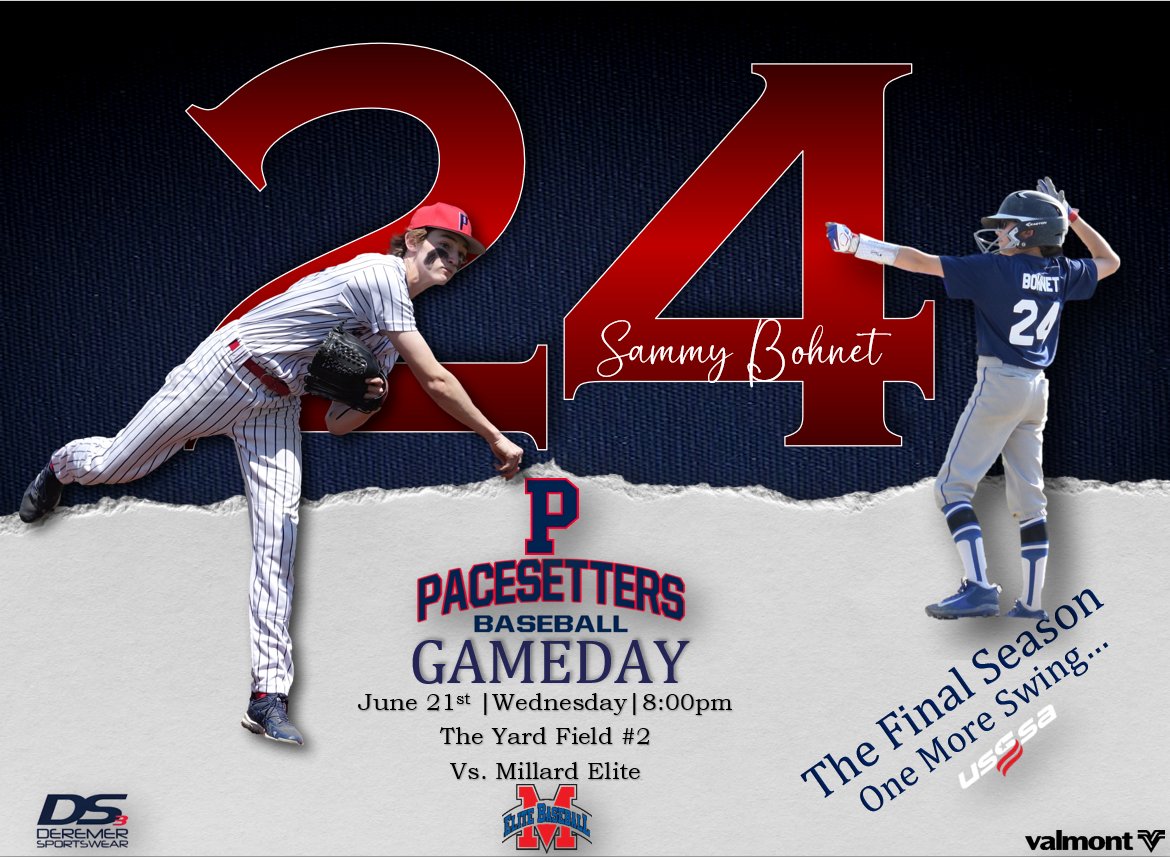pacesetters2027's tweet photo. Game Day! Come support the boys tonight as they take on Millard Elite. First pitch at 8:00pm - The Yard. If you cannot make it, watch every pitch live on @GCsports #earneverything #pacesetters @PacesettersBB https://t.co/tJJyLp5Rja