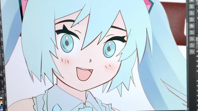 線画がおわって少し色をおくところまでできました。 耳鳴りがします 少し休憩します。