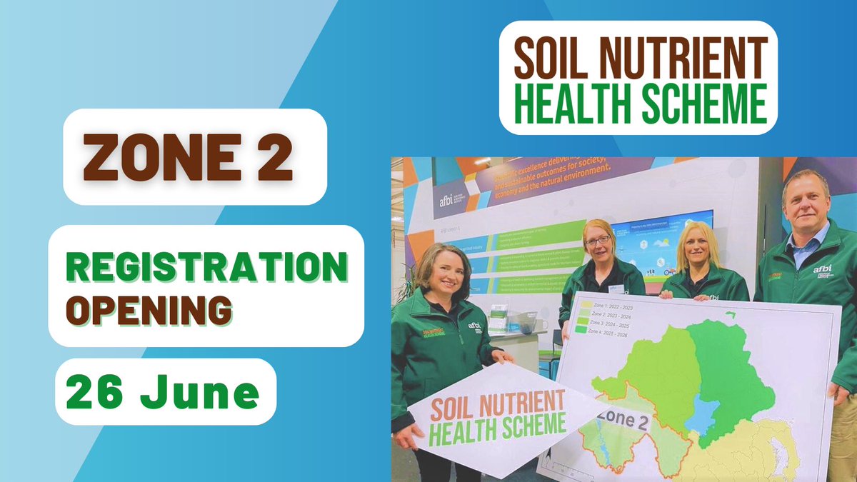 The latest phase of DAERA’s £37million Soil Nutrient Health Scheme (SNHS) will open for registration on Monday 26 June 2023. More info: daera-ni.gov.uk/news/daera-ope….  #soil #SoilHealth