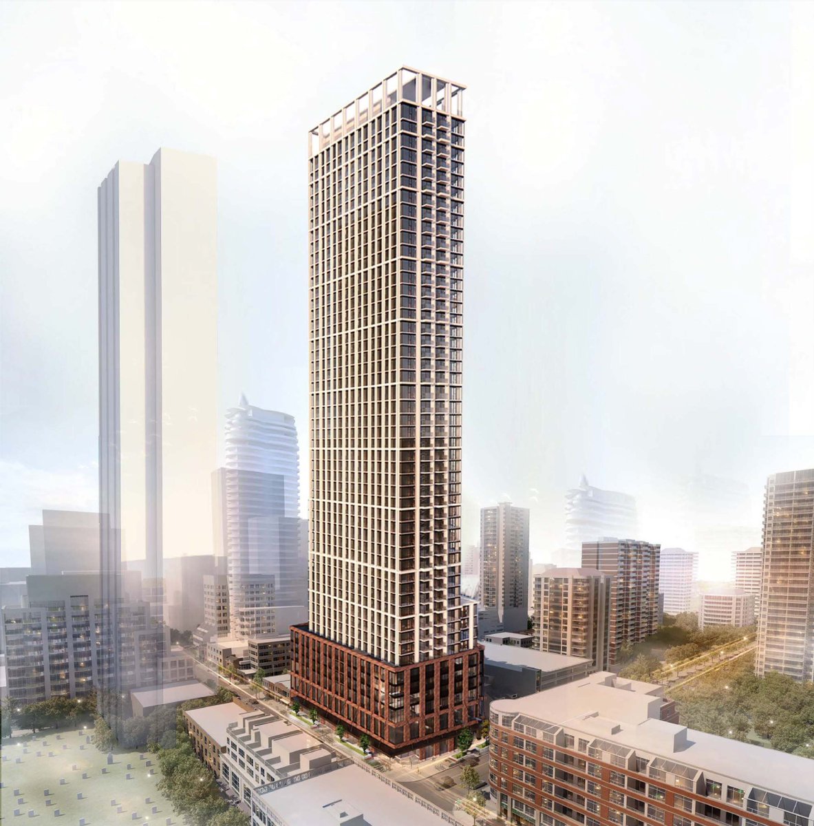 The evolution of a Toronto rezoning in four images. 1365-1375 Yonge Street: 2015, 2018, 2020, 2023.