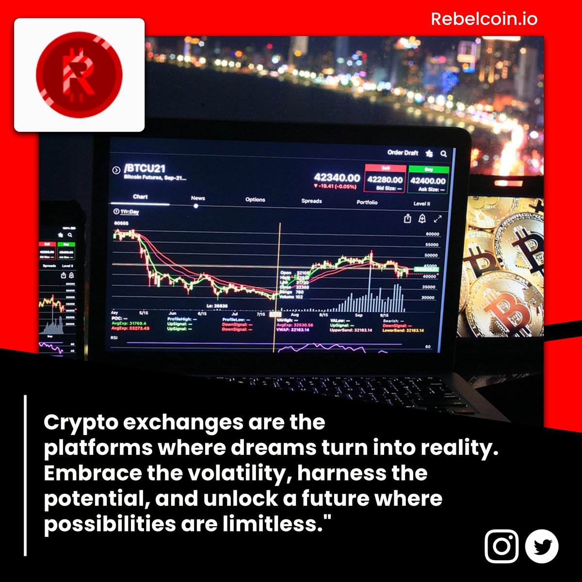 'Crypto exchanges are the platforms where dreams turn into reality. Embrace the volatility, harness the potential, and unlock a future where possibilities are limitless.' 
.
Follow us on 👉 @realrebelcoin 
.
#DeFiEducation #DeFiUpdates #DeFiEcosystem #DeFiTokens #DeFiStrategies