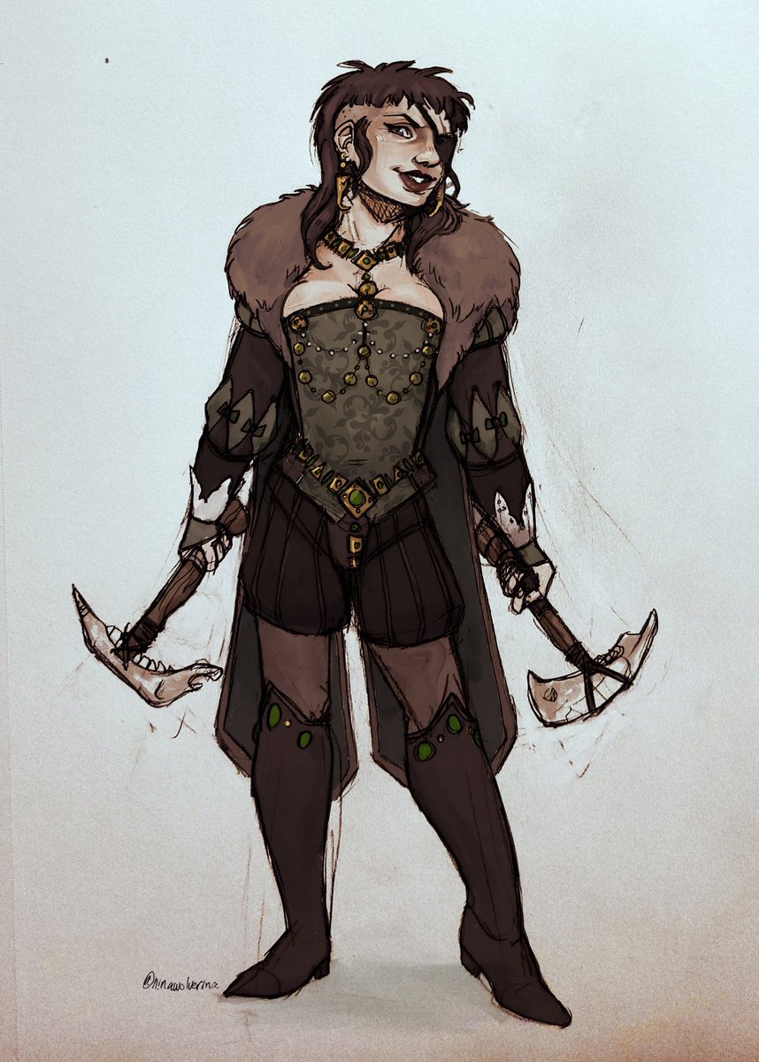 ninawolverina's tweet photo. Alright alright alright it’s art trade time for D&amp;D Characters! 

I summon @earthlydusk @alexboakeillo and @halforq (only if u want to!) https://t.co/CTi2NFaql9