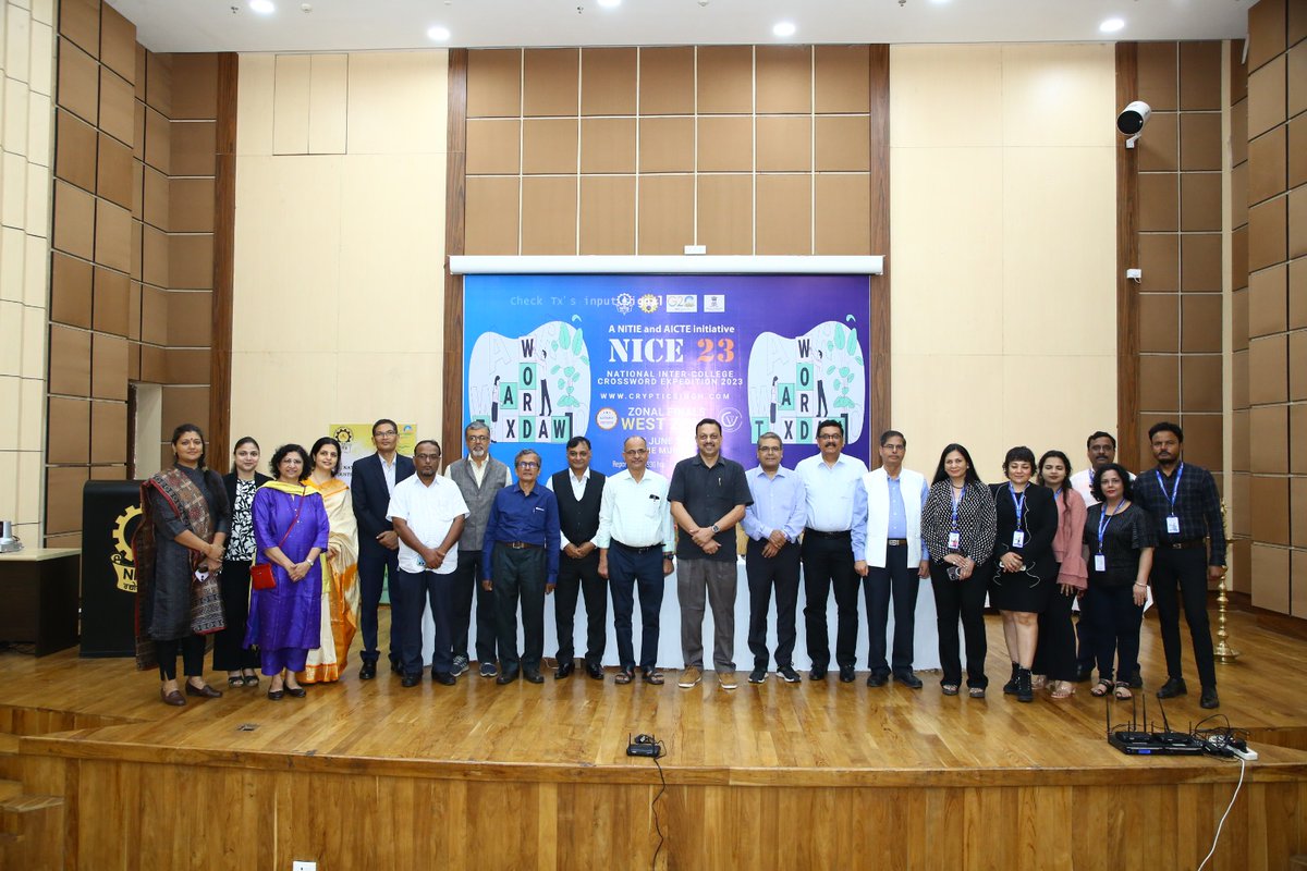 The West Zone finals of the National Inter-college Crossword Expedition (NICE) were held at NITIE Mumbai. Prof. Manoj Tiwari, Director of NITIE, welcomed dignitaries and praised crosswords' benefits. FLAME University, Pune secured 1st position.