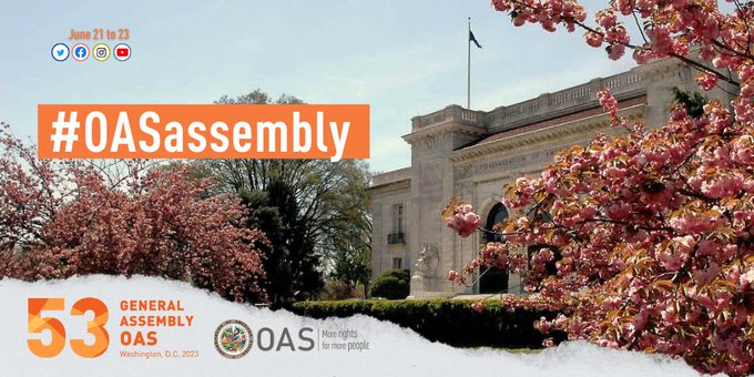 The OAS welcomes all to its 53 #OASassembly Follow live at 📺 bit.ly/OASenglishYT 📷 facebook.com/OASofficial