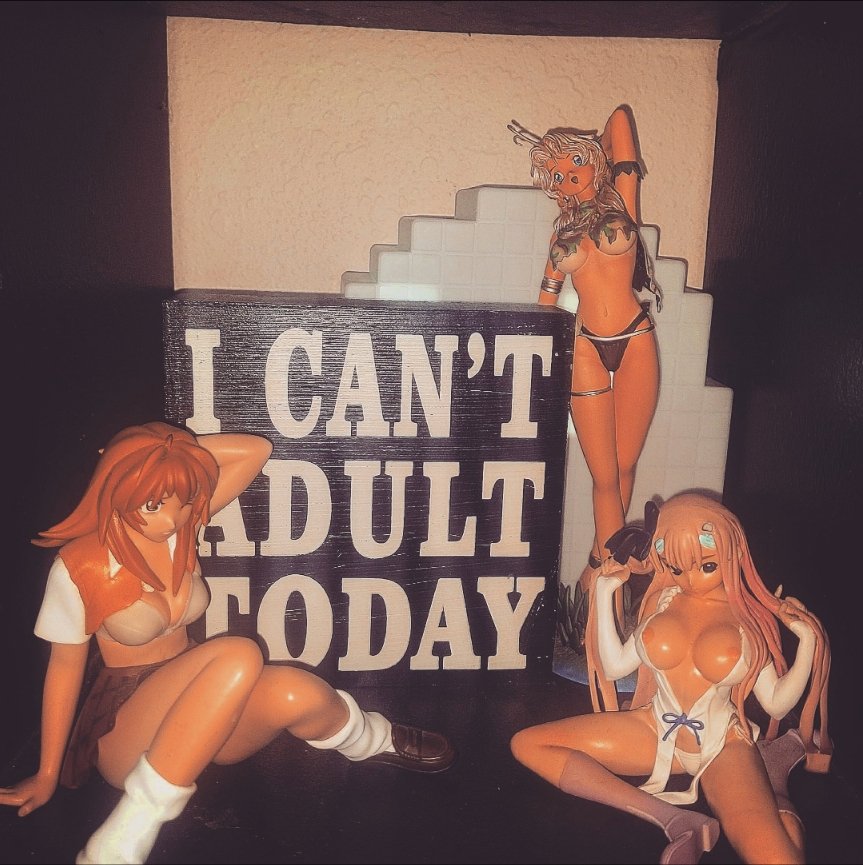 ThatCoopGuy's tweet photo. So my family as a gag gift for me all these models that I had no clue what the hell to do this so this was my best solution and make a display out of em😂 https://t.co/QtxhmxJkP7