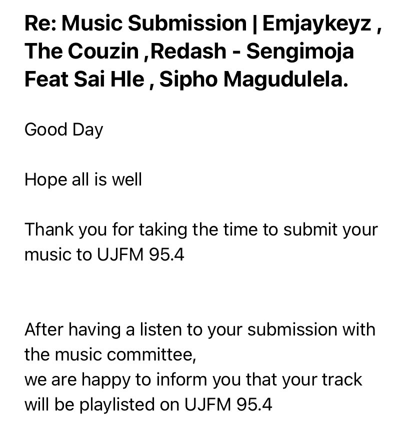 djsproductionza's tweet photo. Thank you @ujfm @Kavz000 for playlisting #Sengimoja by @eMJaykeYzDJ_RSA , @thecouzin_sa @RedashZA 🙏🏽🙏🏽🙏🏽🙌🏾🙌🏾🙌🏾🔥 https://t.co/IGEVIKumAi