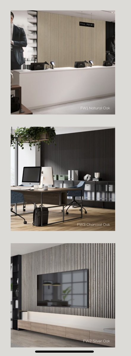 Introducing … Feature Wall!!
These beautiful decorative real wood veneer wall panels are lightweight, easy to cut &amp; install &amp; offer great noise absorption 🙉

They are available in 3 gorgeous colours and start from only £139.99 including VAT 
Bulk and trade offers on request.