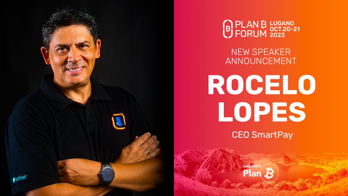 LuganoPlanB's tweet photo. Announcing CEO SmartPay @RoceloLopes as an official speaker at Plan ₿ Forum 2023! 

Don’t miss the event of the year in Lugano, October 20-21! 🇨🇭
Get your ticket now! 👉 https://t.co/AiMQDr9xUW
#LuganoPlanB https://t.co/hQOjGmIrl8