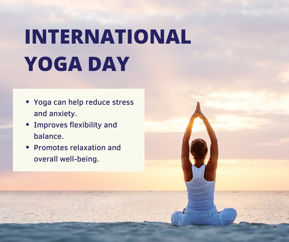 Happy International Yoga Day! Yoga can reduce stress, improve flexibility, and promote overall well-being. Whether you're an expert or trying it for the first time, we hope this day brings you joy and a sense of community. #InternationalYogaDay #FindYourInnerPeace #Patientchoice