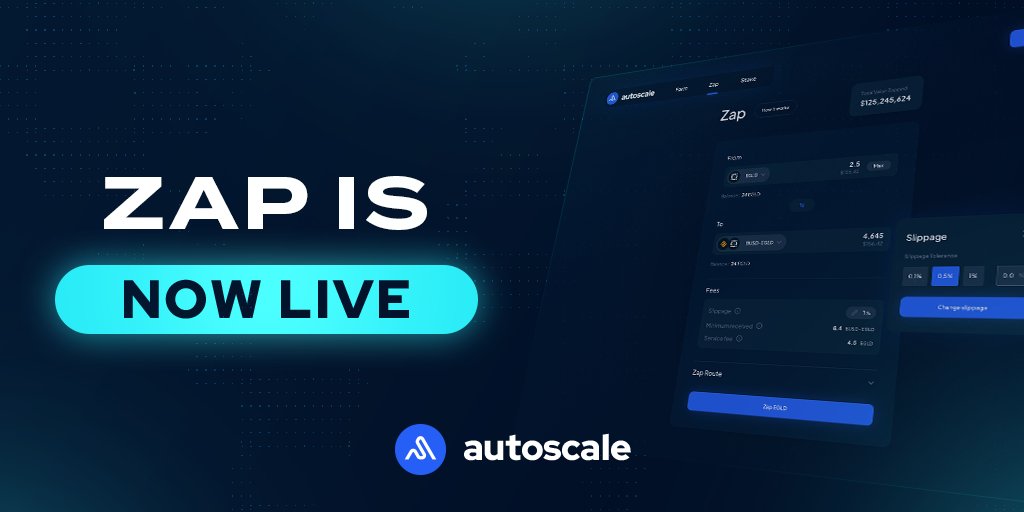 autoscale_'s tweet image. It's here - the Autoscale Zap is now live in our public beta enabling a smoother way to manage liquidity ⚡️

Experience one-click liquidity provision to @ash_swap and @xExchangeApp : devnet.autoscale.finance/zap