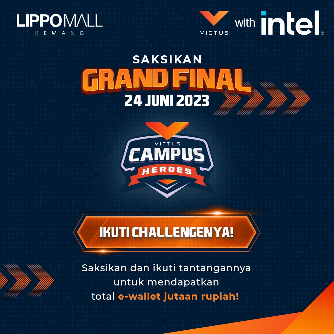 VICTUS CAMPUS HEROES GRAND FINAL

📍 Avenue Of The Stars, Lippo Mall Kemang 
🗓️ Sabtu, 24 Juni 2023

Yuk saksikan dan ramaikan keseruan VICTUS CAMPUS HEROES dari <a href="/hpindonesia/">purwanta.indonesia</a>, kalian juga bisa berkesempatan untuk mendapatkan e-wallet dengan total JUTAAN RUPIAH! 

#HPVCampusHeroes